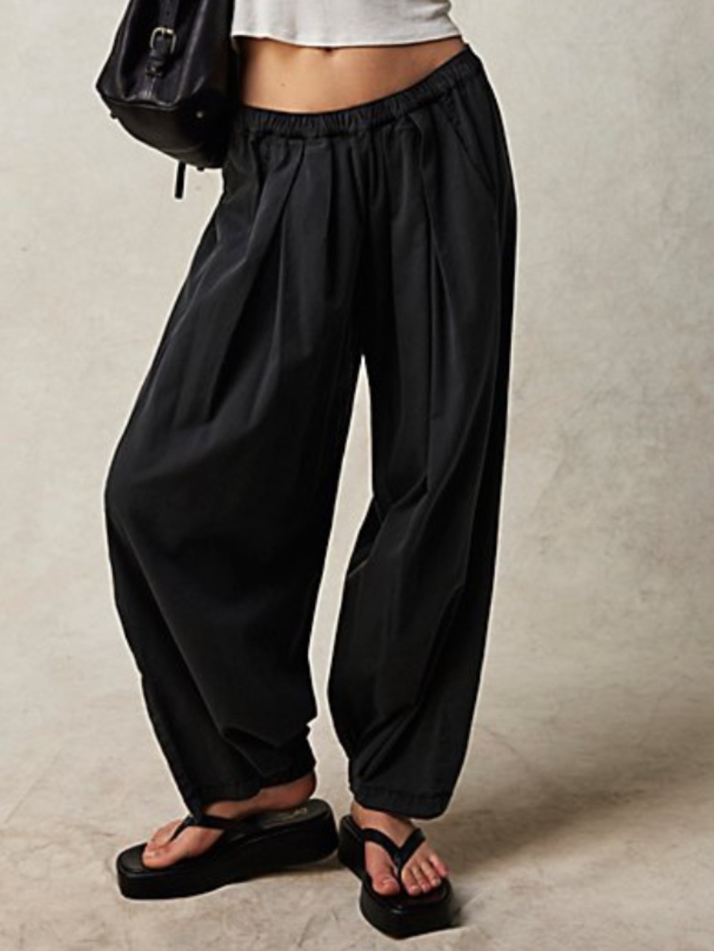 Free People Washed Black To The Sky Parachute Balloon Elastic-Waist Pants XS